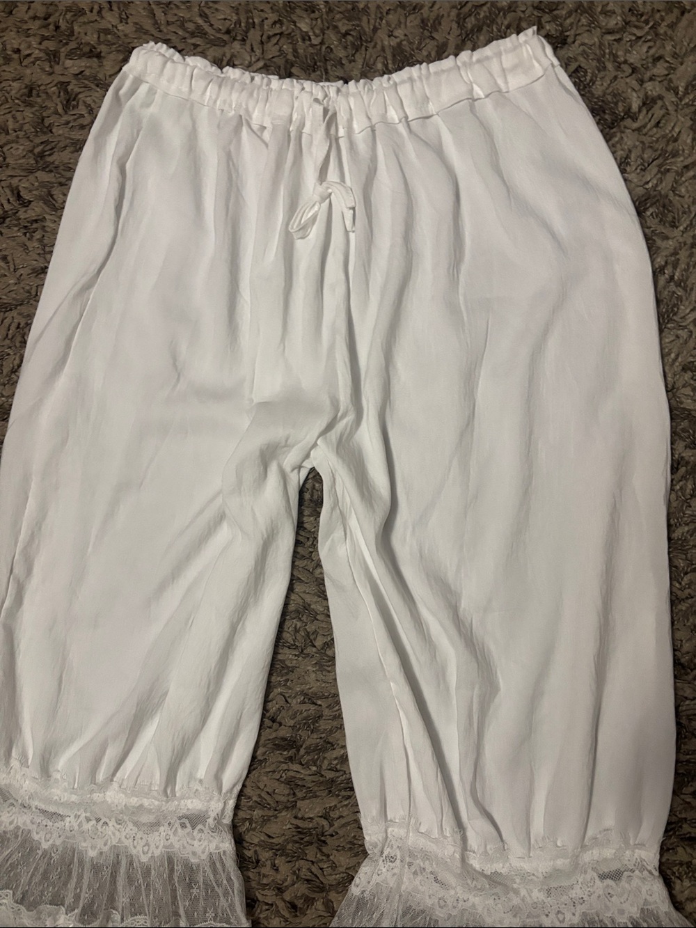 White Lace-Trim Wide Leg Bloomers - Picture 9 of 14